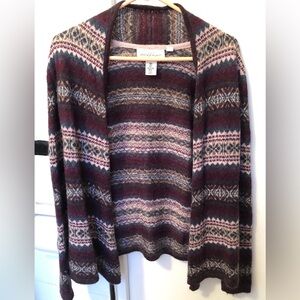 H&M Label of Graded Goods Women's Burgundy and Pink Patterned Cardigan